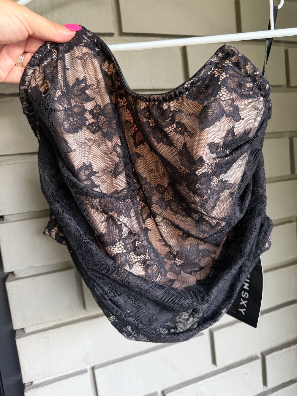 SHEIN Black Lace Strapless Crop Top